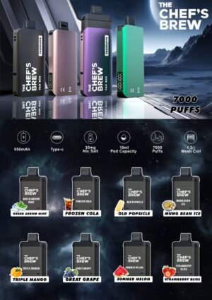 廚師佳釀煙彈 CHEF’ BREW 煙桿 大容量 【台灣現貨當日出】CHEF’S BREW 廚師佳釀煙彈 7000口超大容量換彈式